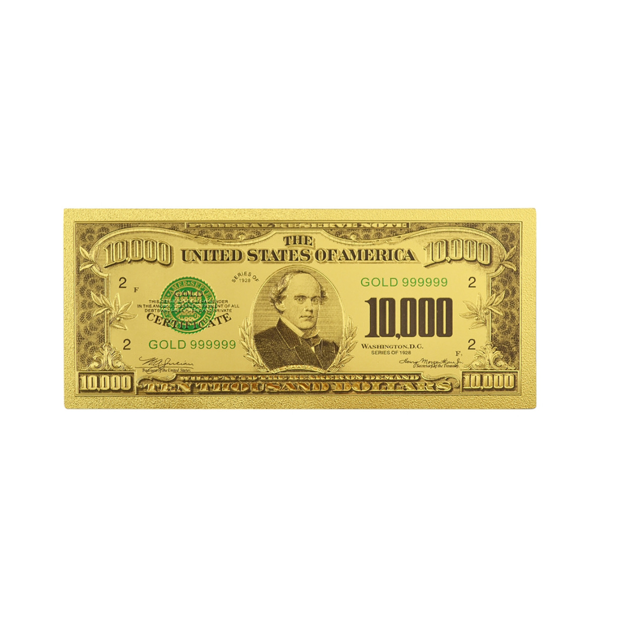 Ten Thousand US Dollars 24K Gold Plated Collectible Fake Banknotes for Decoration 24K Gold and Silver Plated Replica Bills