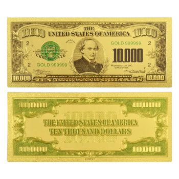 Ten Thousand Thousand US Dollars 24K Gold Plated Collectible Fake Banknotes for Decoration 24K Gold and Silver Plated Replica Bills