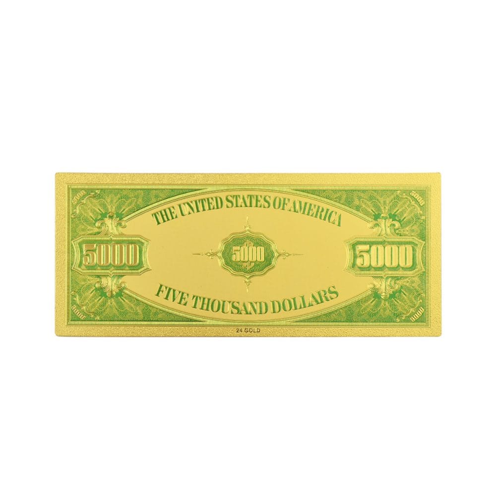 Five Thousand US Dollars 24K Gold Plated Collectible Fake Banknotes for Decoration 24K Gold and Silver Plated Replica Bills 4