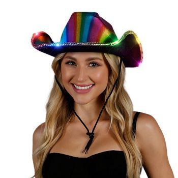 Multicolor Lights Metallic Shine Rainbow Cowboy Hat All Products 3