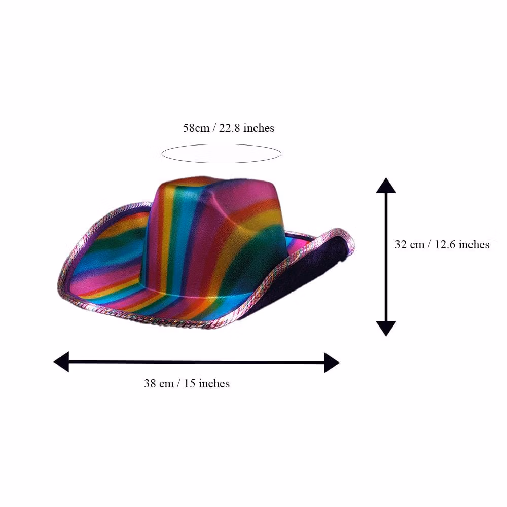Multicolor Lights Metallic Shine Rainbow Cowboy Hat All Products 7