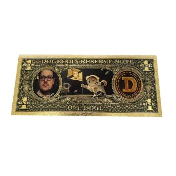 Dogecoin 24K Gold Plated Banknotes Collectors Bill  Non-currency Replica Art Collection 24K Gold and Silver Plated Replica Bills