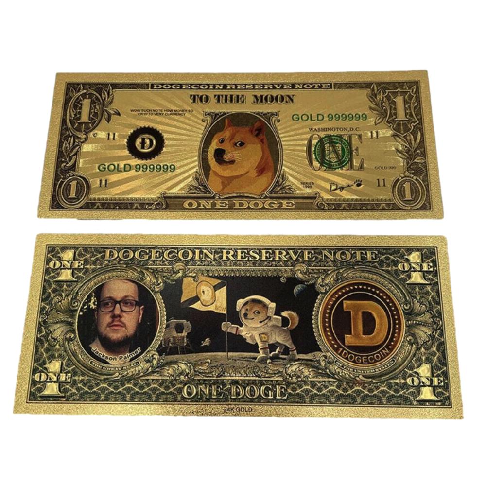 Dogecoin 24K Gold Plated Banknotes Collectors Bill  Non-currency Replica Art Collection 24K Gold and Silver Plated Replica Bills 4