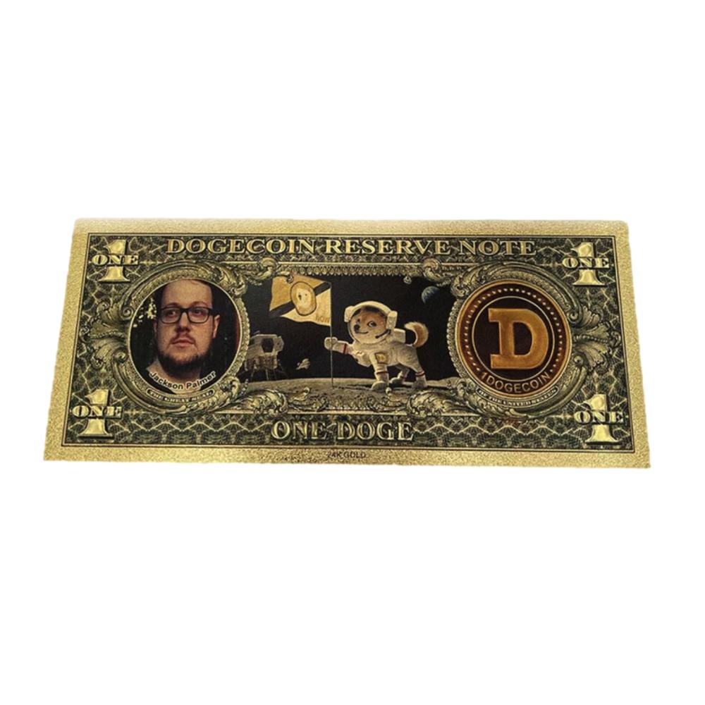 Dogecoin 24K Gold Plated Banknotes Collectors Bill  Non-currency Replica Art Collection 24K Gold and Silver Plated Replica Bills 5