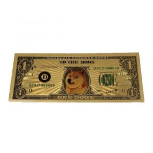 Dogecoin 24K Gold Plated Banknotes Collectors Bill  Non-currency Replica Art Collection 24K Gold and Silver Plated Replica Bills