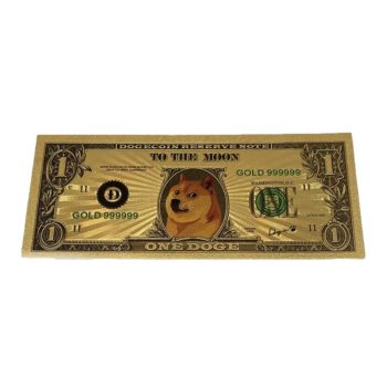 Dogecoin 24K Gold Plated Banknotes Collectors Bill  Non-currency Replica Art Collection 24K Gold and Silver Plated Replica Bills