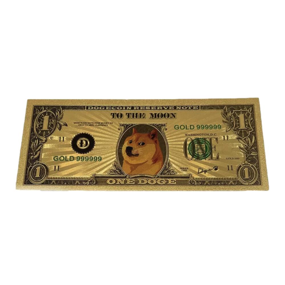 Dogecoin 24K Gold Plated Banknotes Collectors Bill  Non-currency Replica Art Collection 24K Gold and Silver Plated Replica Bills 3