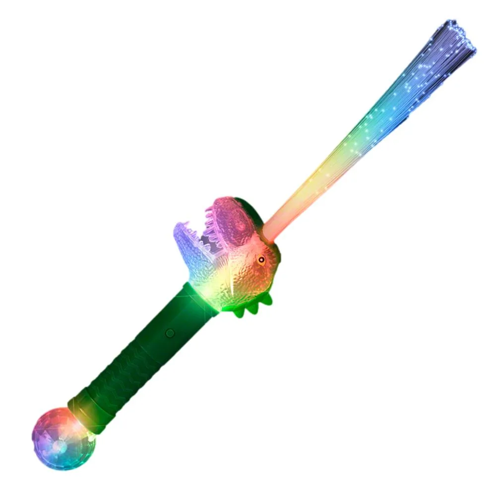 Light Up Fiber Optic Multicolor Dinosaur Prism Wand Rainbow Multicolor 3