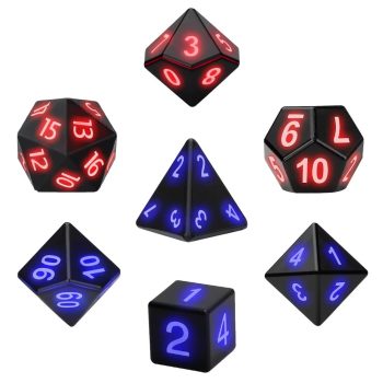 Luminous Electronic Glow Polyhedral DND RPG Game Dice Set of 7 All Products