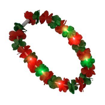 Light Up Hawaiian Flower Christmas Lei Necklace Red Green All Products 3