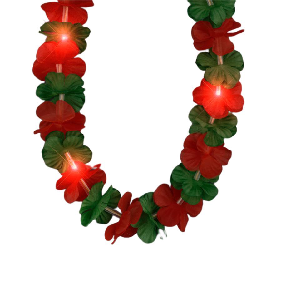 Light Up Hawaiian Flower Christmas Lei Necklace Red Green All Products 4