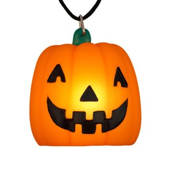 Light Up Happy Pumpkin Charm Trick or Treat with Black Cord Necklace Halloween Light Up and Non-Light Up Necklace