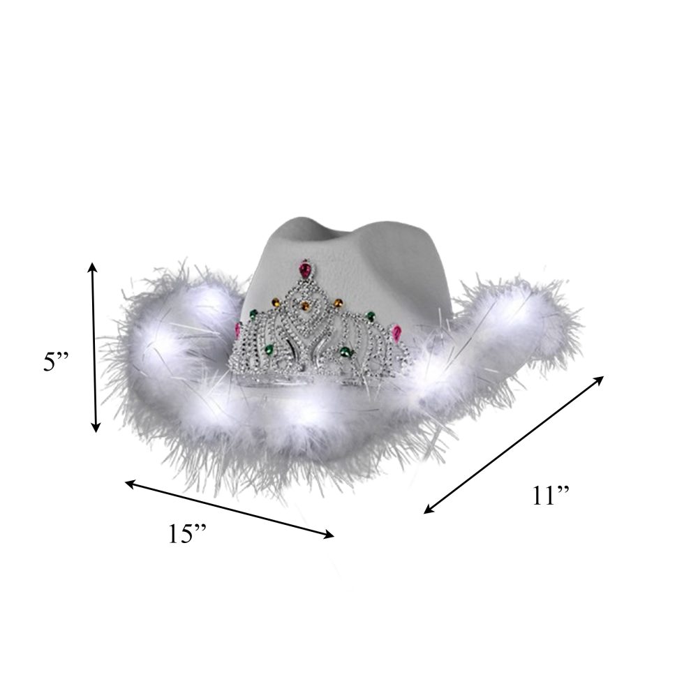 Light Up White Tiara Bridal Cowboy Cowgirl Hat All Products 4