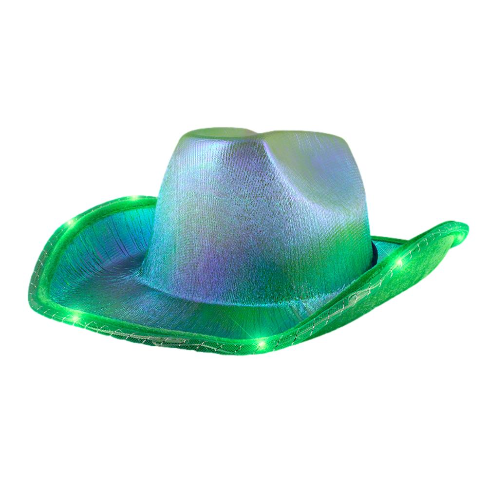 Green Light Up Glorious Luminous Sheen Metallic Cowboy Space Cowgirl Hat All Products