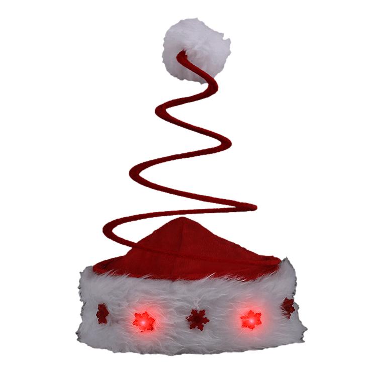 Silly Springy Red Christmas Tree Santa Hat with Flashing Snowflakes All Products 3