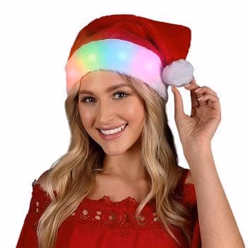 Light Up Multicolor LEDs Deluxe Santa Hat Christmas Hats Light Up Multicolor LEDs Deluxe Santa Hat Christmas Hats