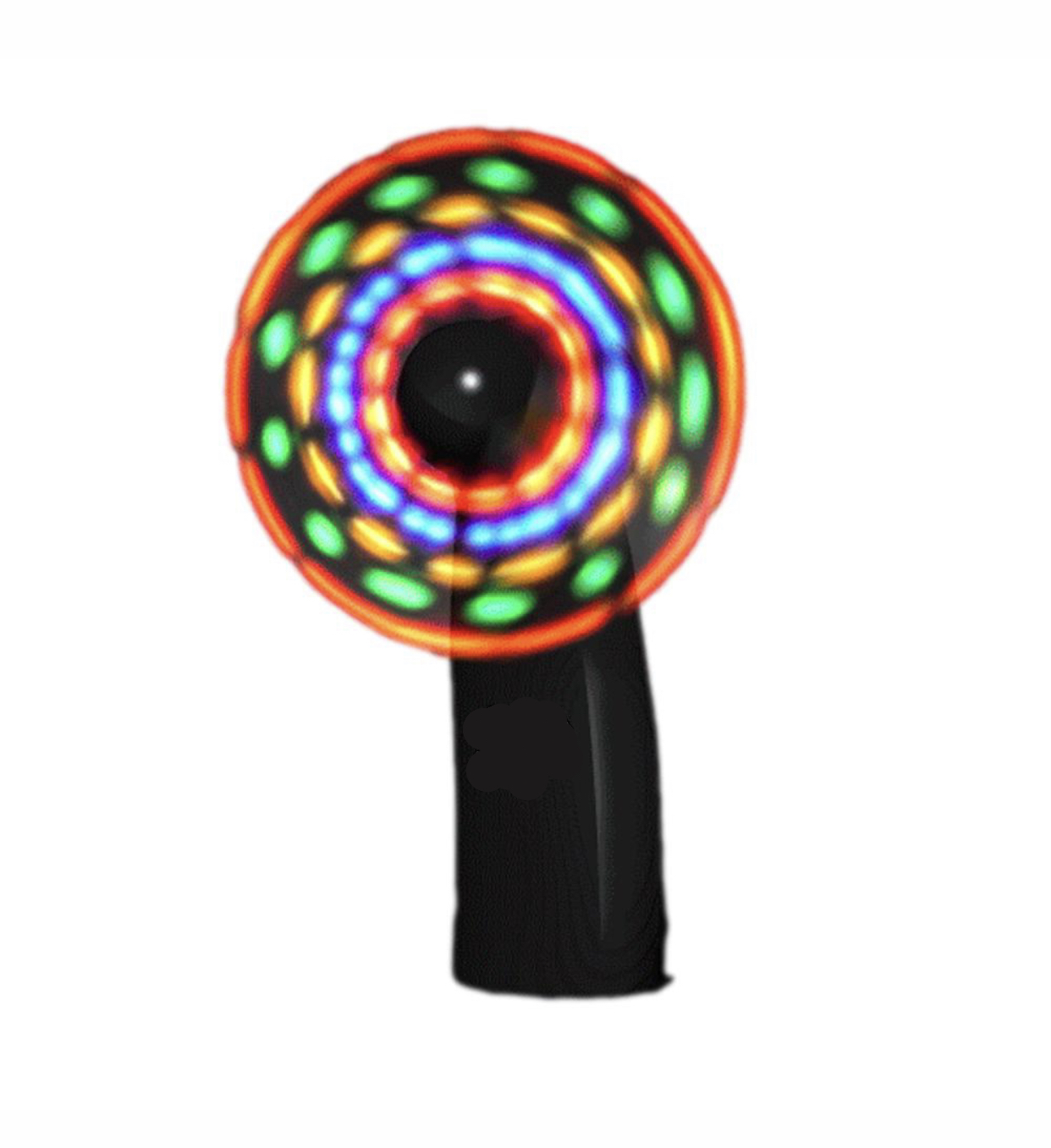 Portable Light Up Mini Cooling Fan with Black Handle Battery Operated for Hot Weather 4th of July