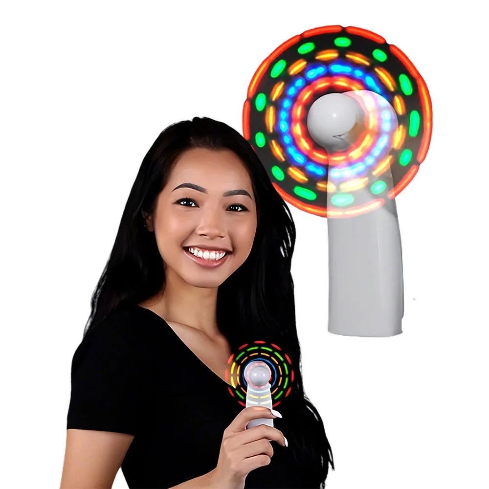 Portable Light Up Mini Cooling Fan with White Handle Battery Operated for Hot Weather All Products 4