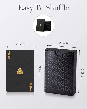 Black Matte Magic Waterproof Non Slippery Deck of Poker Cards with No Art Premium Quality 24K Gold and Silver Plated Replica Bills