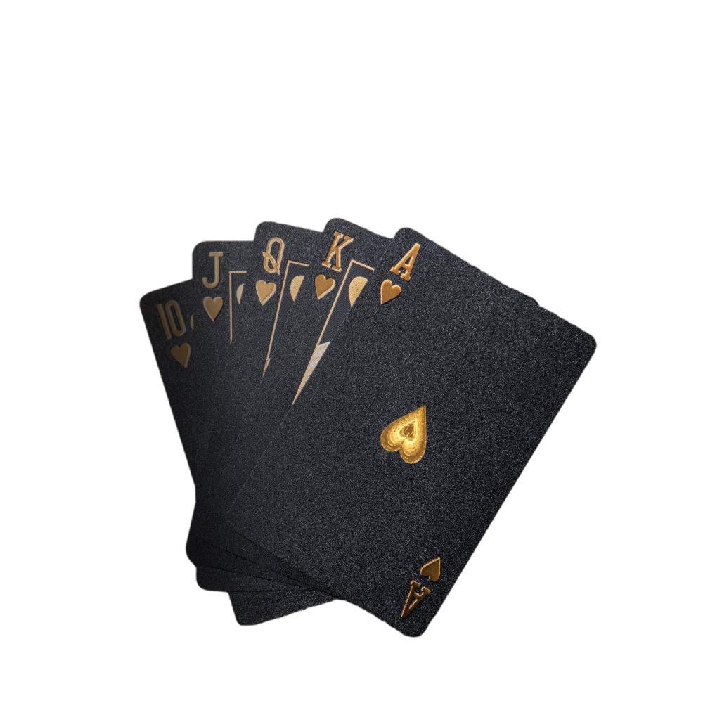 Black Matte Magic Waterproof Non Slippery Deck of Poker Cards with No Art Premium Quality 24K Gold and Silver Plated Replica Bills 4
