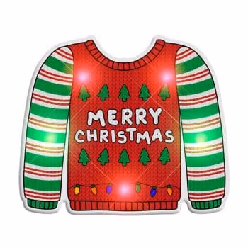 Light Up Merry Christmas Sweater Stripes Body Light Pin All Body Lights and Blinkees