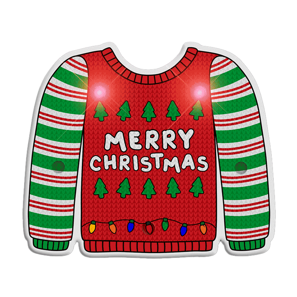 Light Up Merry Christmas Sweater Stripes Body Light Pin All Body Lights and Blinkees 4