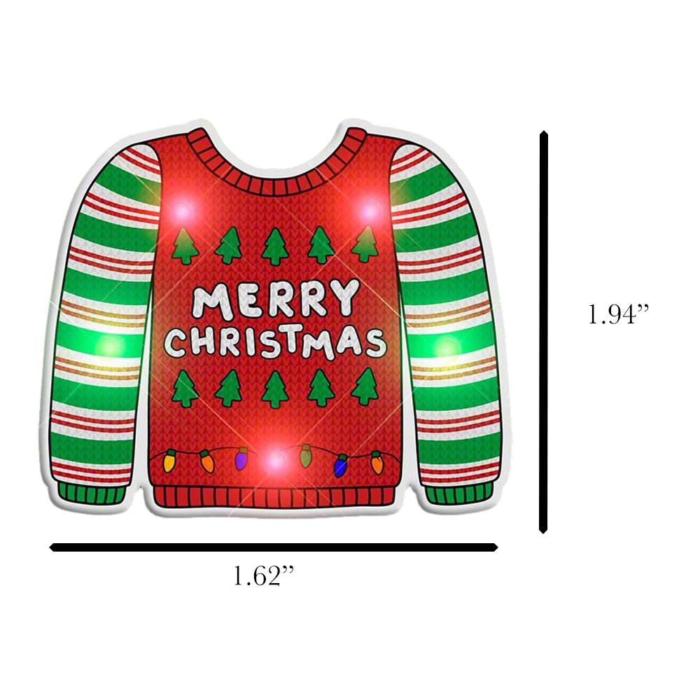 Light Up Merry Christmas Sweater Stripes Body Light Pin All Body Lights and Blinkees 5
