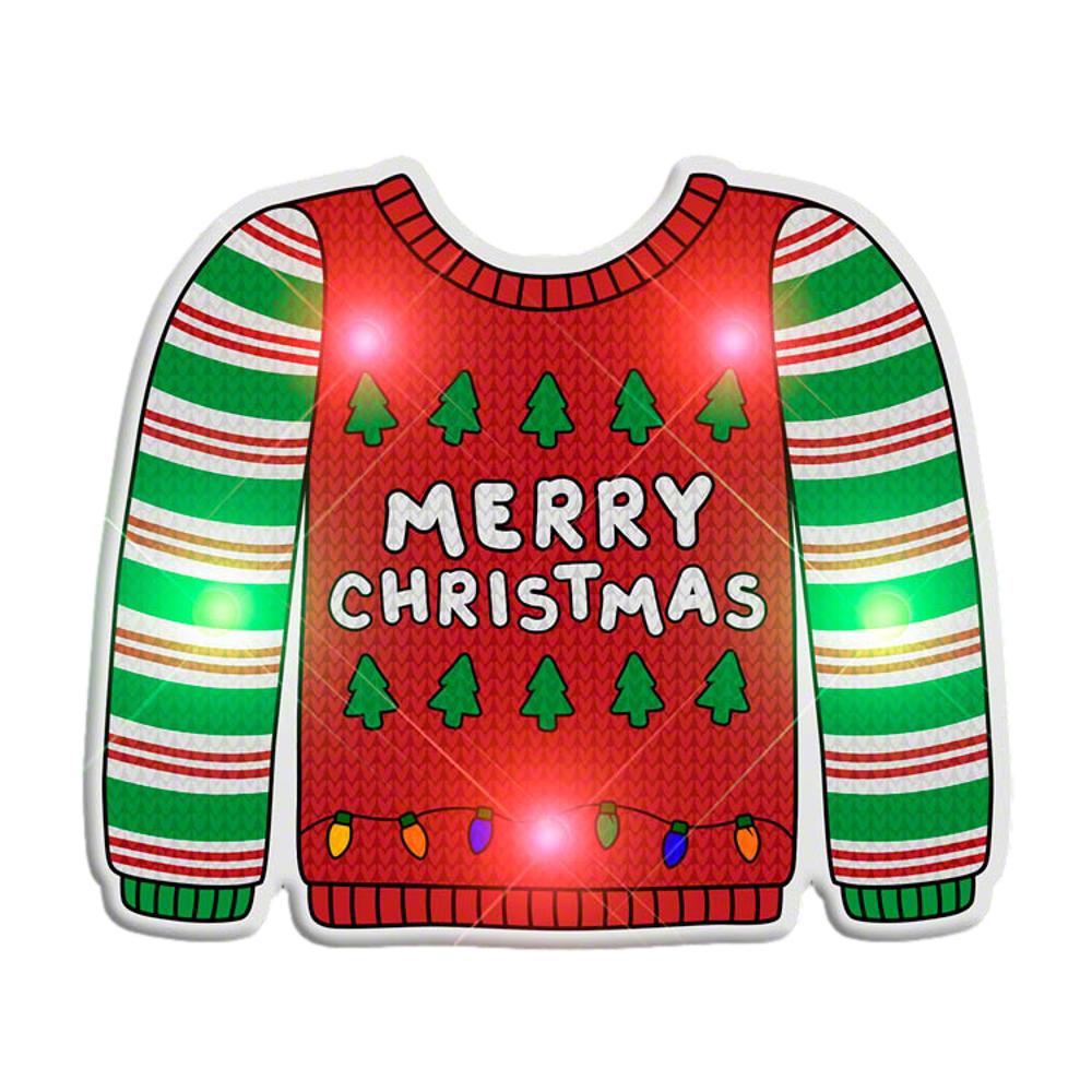 Light Up Merry Christmas Sweater Stripes Body Light Pin All Body Lights and Blinkees 3