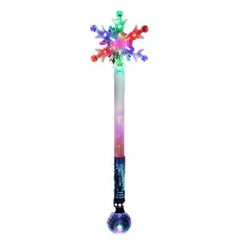 Light Up Snowflake Multicolor Wand with Huge Prism Ball Christmas Light Up Wands