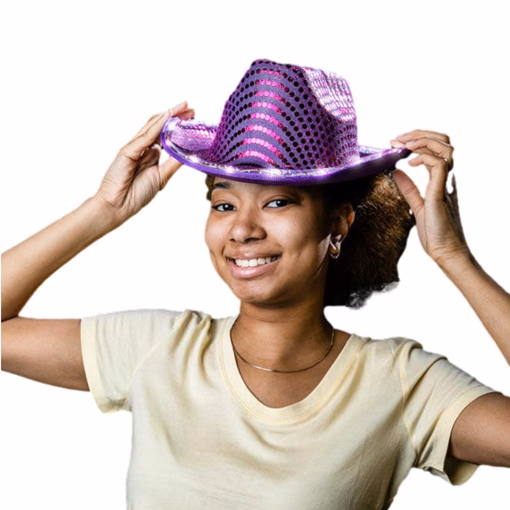 Halloween LED Flashing Cowboy Hat with Purple Sequins All Products 4