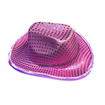 LED Flashing Cowboy Hat with Purple Sequins All Products