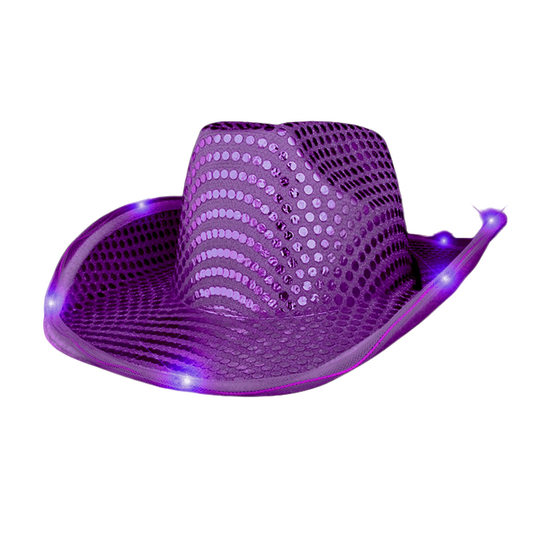 Halloween LED Flashing Cowboy Hat with Purple Sequins All Products 3
