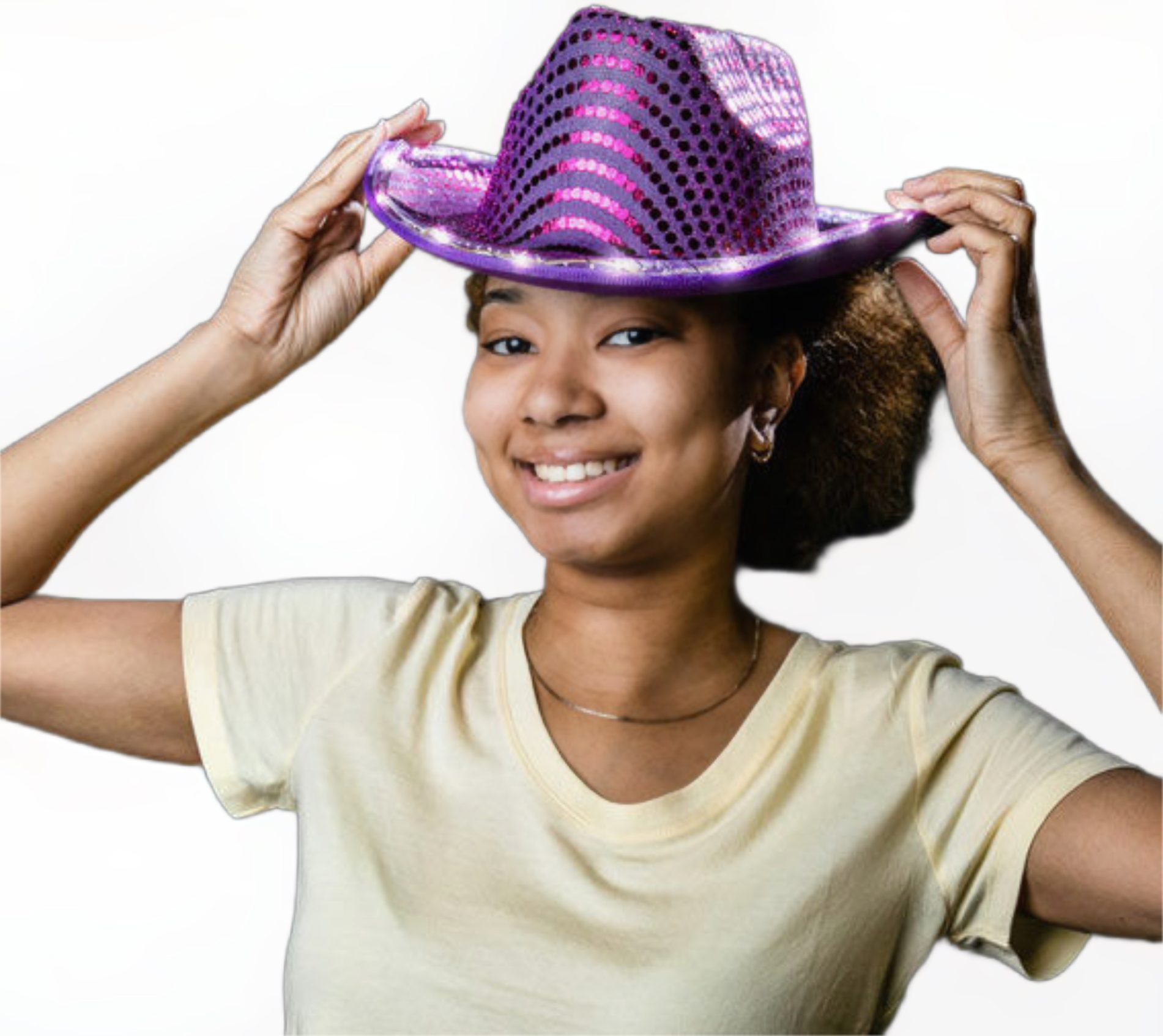 Halloween LED Flashing Cowboy Hat with Purple Sequins Pack of 2 All Products 4