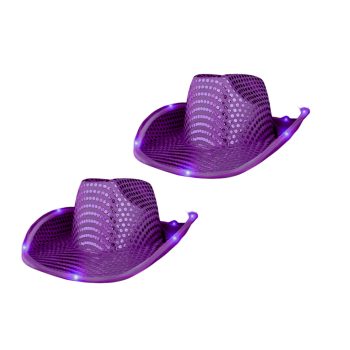 Halloween LED Flashing Cowboy Hat with Purple Sequins Pack of 2 All Products