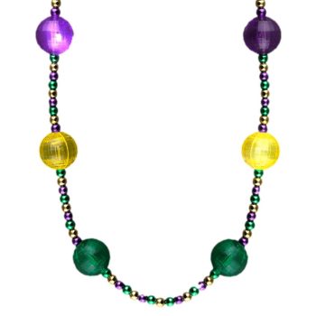 Light Up Purple Green Gold Acrylic Balls in Beaded Necklace for Mardi Gras All Products