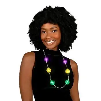 Light Up Purple Green Gold Acrylic Balls in Beaded Necklace for Mardi Gras All Products