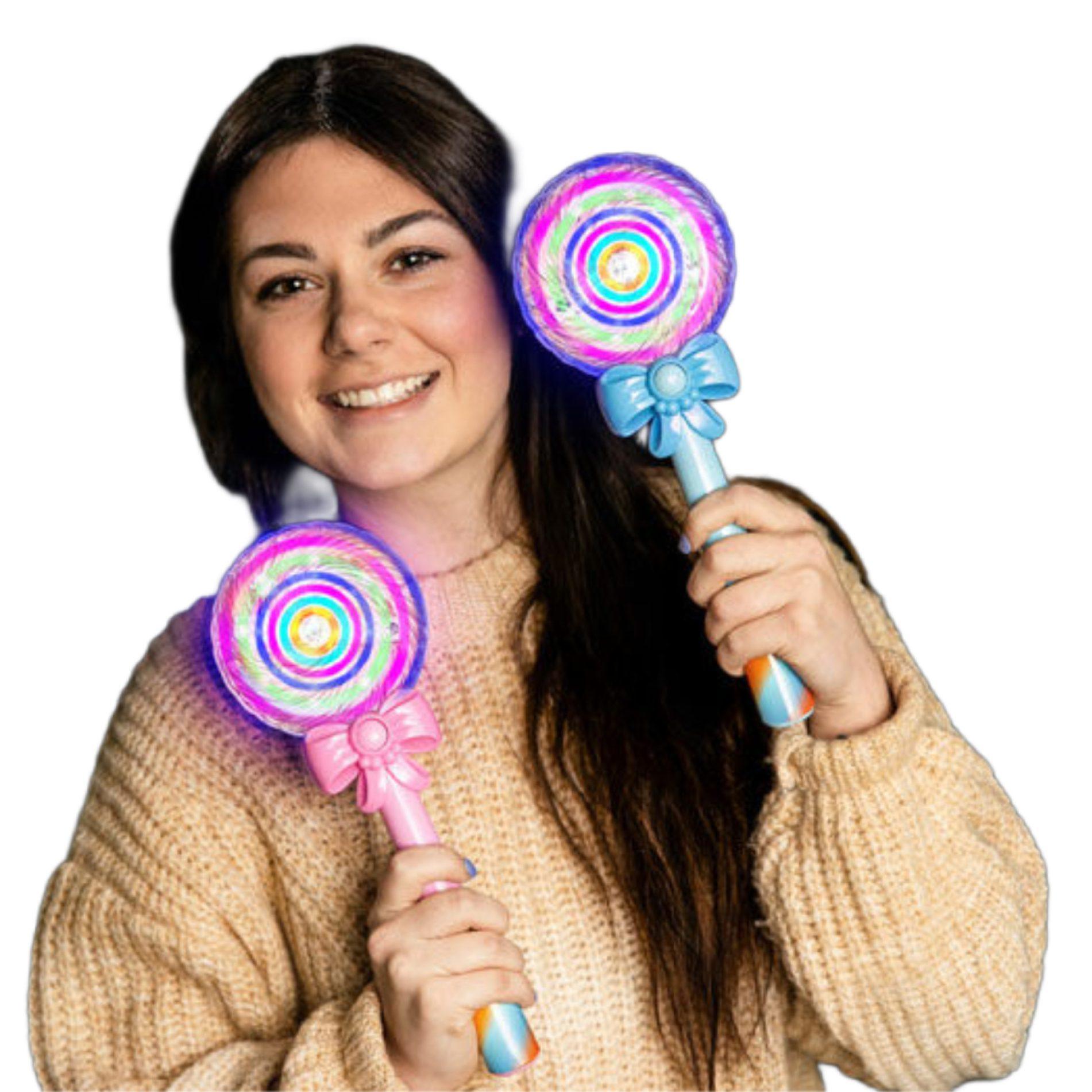 Candy Styled LED Spinner Lollipop Wand Assorted Pink or Blue All Products 3