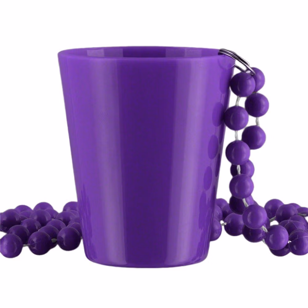 Unlit Purple Shot Glass on Purple Beaded Necklaces for Mardi Gras All Products 5