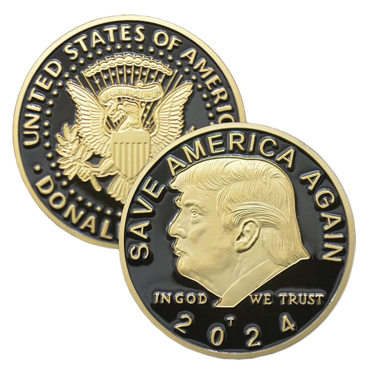 2024 SAVE AMERICA AGAIN Donald Trump Black on Gold Plated Collection Coin All Products 5
