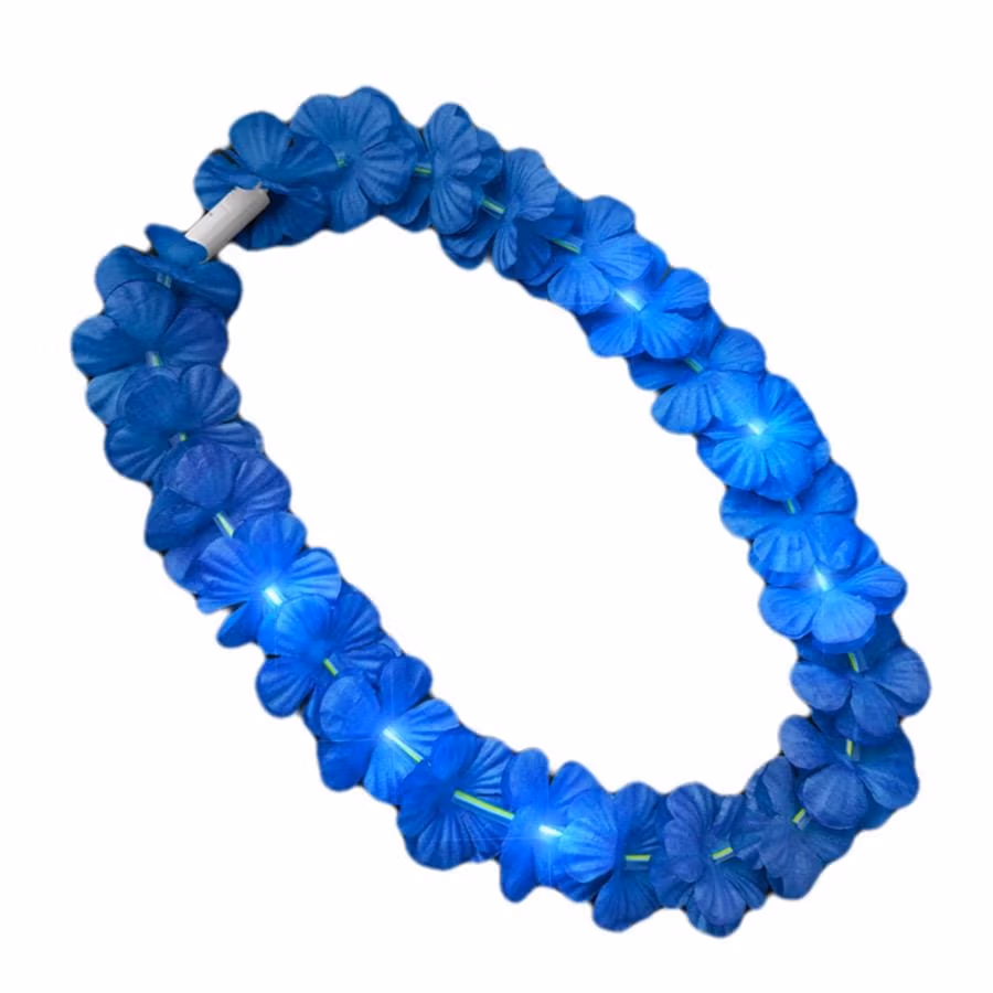 Light Up Hawaiian Flower Lei Necklace Blue All Products 7