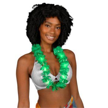 Light Up Hawaiian Flower Lei Necklace Green All Products