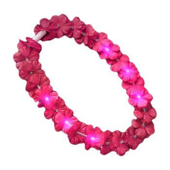 Light Up Hawaiian Flower Lei Necklace Pink All Products
