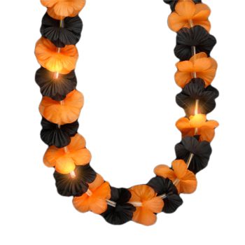 Light Up Halloween Hawaiian Flower Lei Black Orange All Products