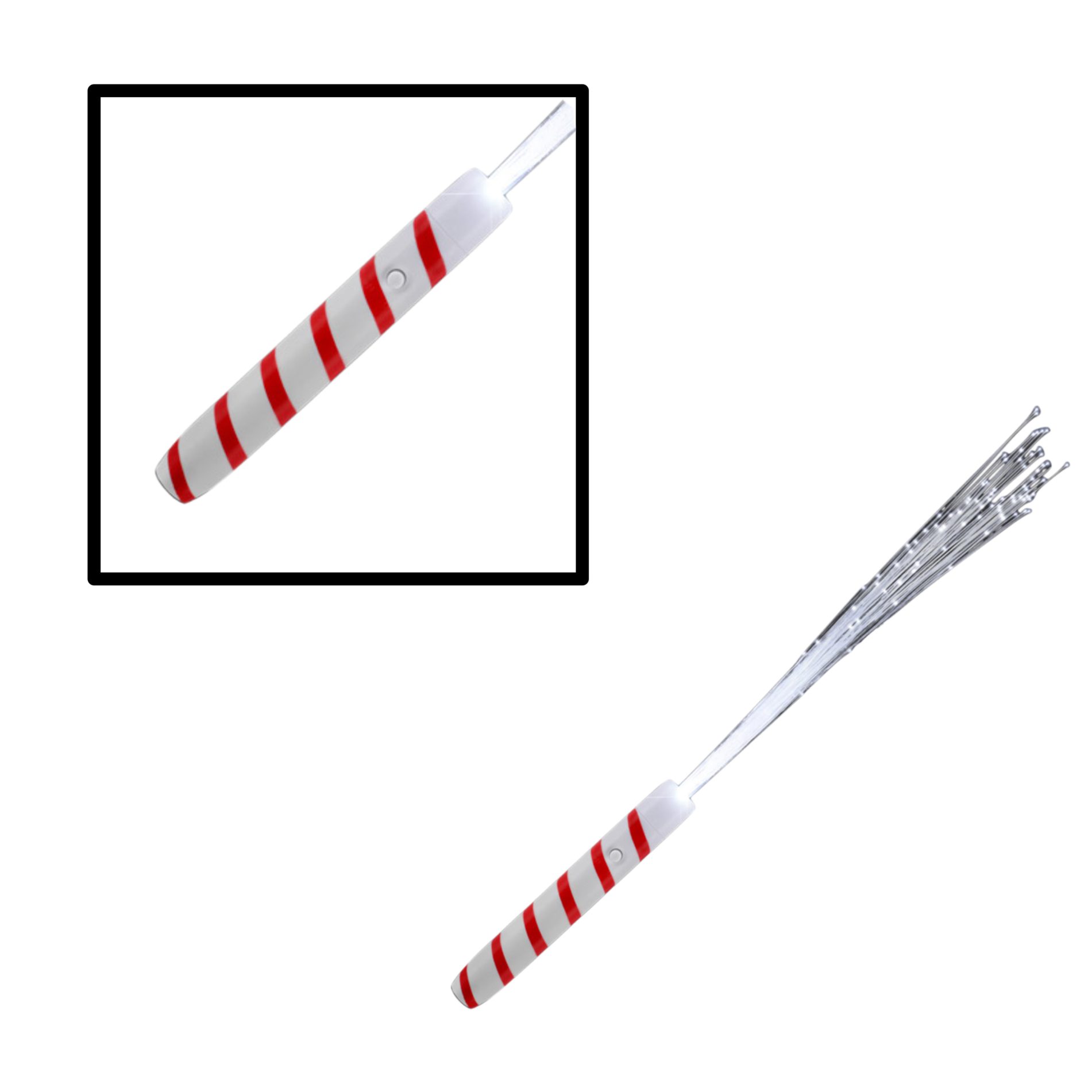 Candy Cane White Fiber Optic Wand with White LEDs All Products 4