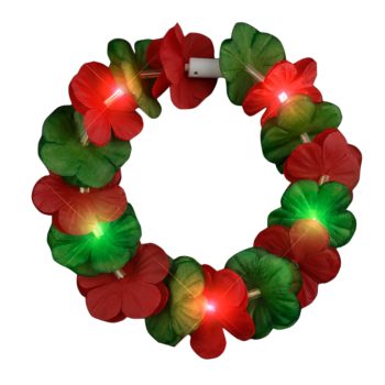 Light Up Christmas Hawaiian Stretch Flower Crown Red Green All Products 3