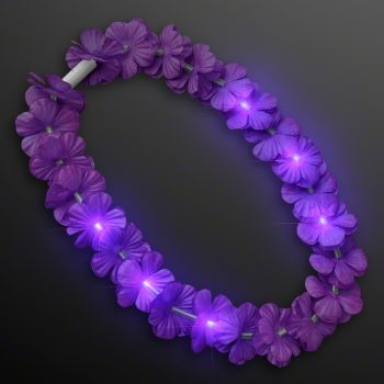Light Up Hawaiian Flower Lei Necklace Purple All Products