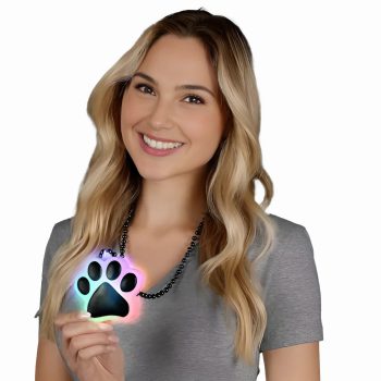 Light Up Multicolor Paw Print Charm Necklace All Products