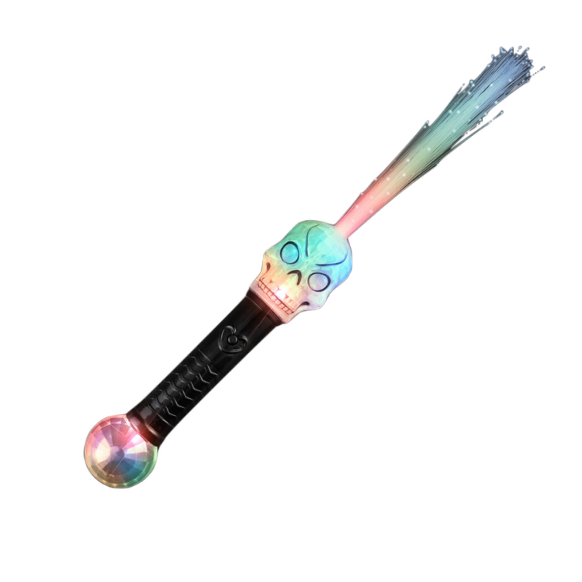 Flashing Fiber Optic Skull Wand with Prism Ball All Products