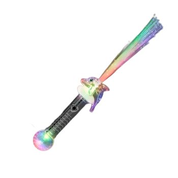 Light Up Multicolored Fiber Optic Dolphin Wand with Crystal Ball All Products