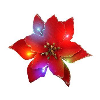 Light Up Christmas Red Poinsettia Hair Clip All Products 3